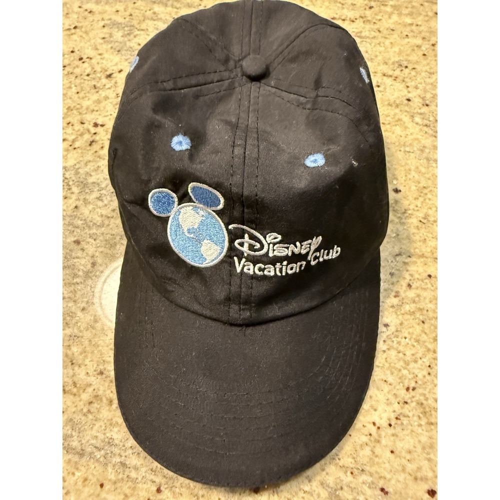 Disney Vacation Club Member Black Hat Cap Adjustable Strap Mickey Icon Logo NWOT